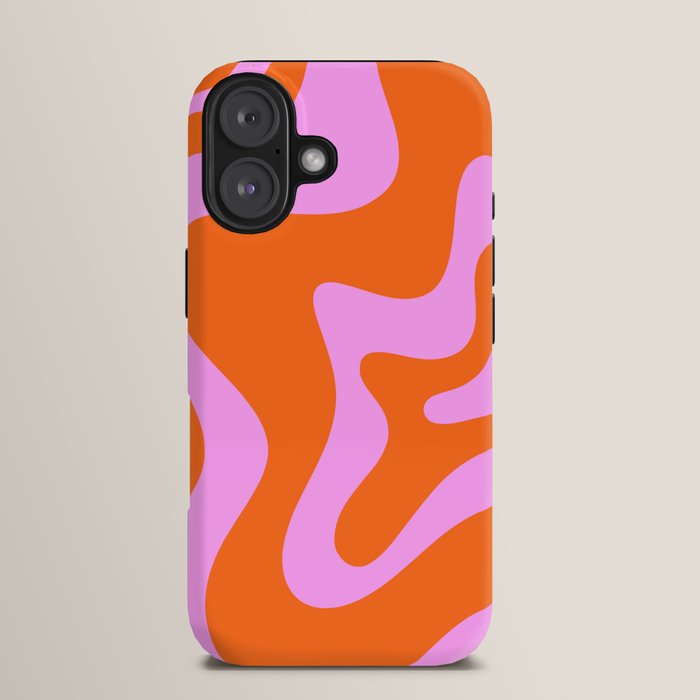 Retro Liquid Swirl Abstract Pattern in Hot Pink and Red-Orange iPhone Case Gallery Image 13