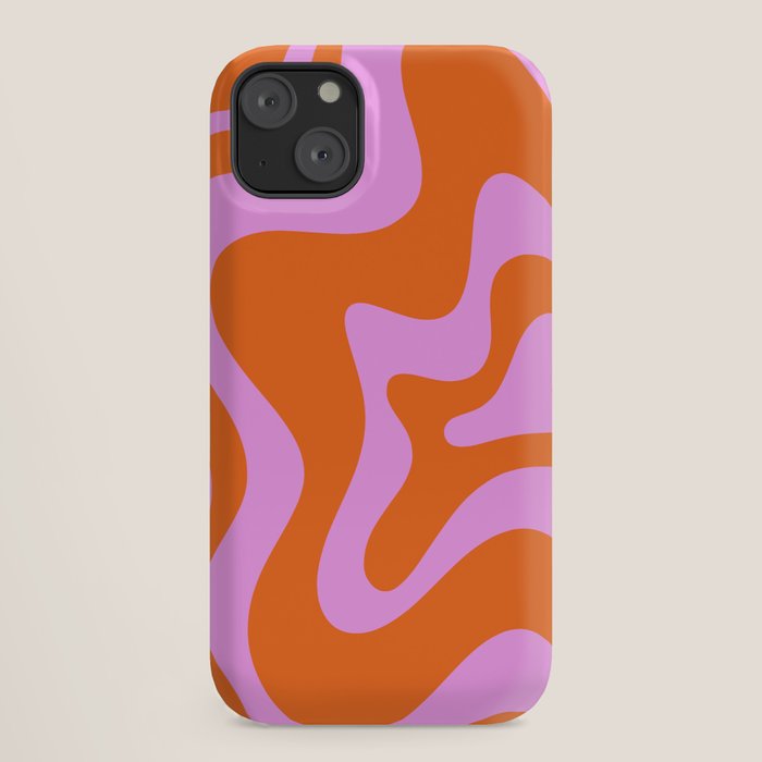 Retro Liquid Swirl Abstract Pattern in Hot Pink and Red-Orange iPhone Case Gallery Image 18