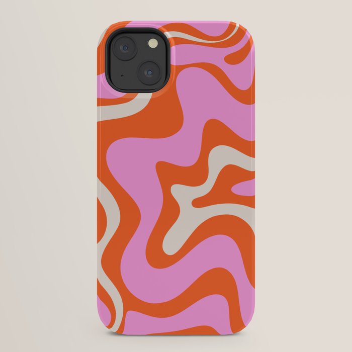 Retro Liquid Swirl Abstract Pattern Bright Pink Orange Cream iPhone Case Gallery Image 22