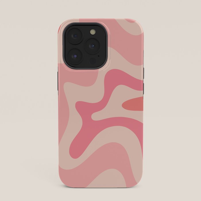 Retro Liquid Swirl Abstract Pattern Square In Blush Pink Tones iPhone Case Gallery Image 35