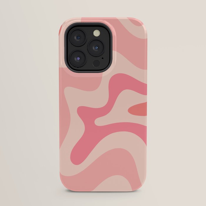 Retro Liquid Swirl Abstract Pattern Square In Blush Pink Tones iPhone Case Gallery Image 23