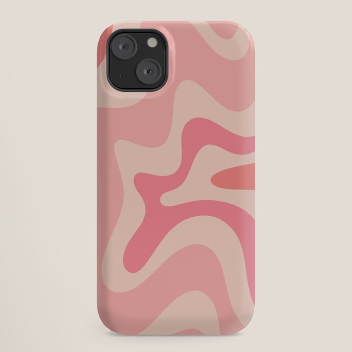 Retro Liquid Swirl Abstract Pattern Square In Blush Pink Tones iPhone Case Gallery Image 18