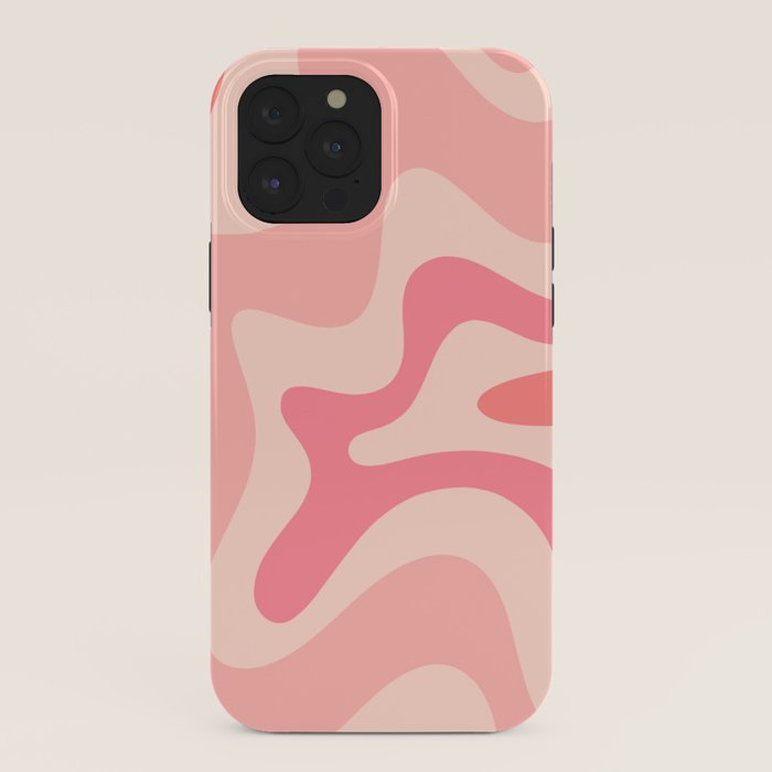 Retro Liquid Swirl Abstract Pattern Square In Blush Pink Tones iPhone Case Gallery Image 40