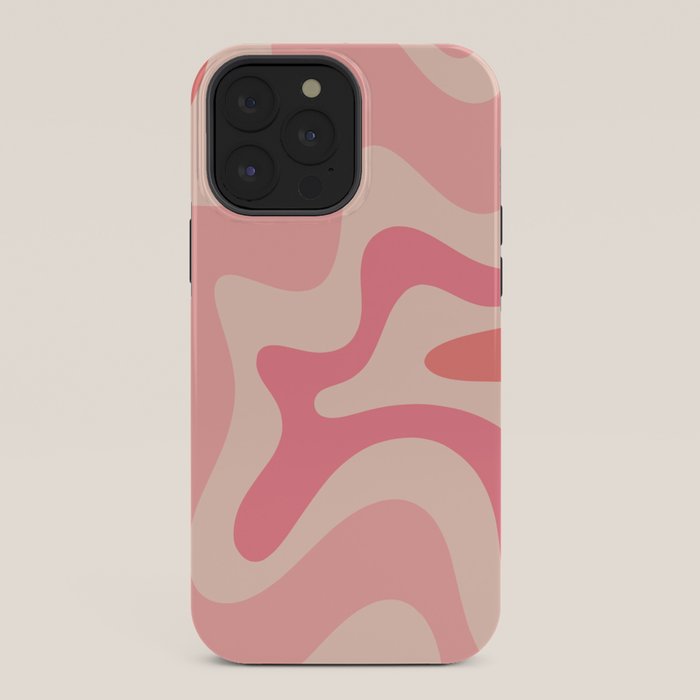 Retro Liquid Swirl Abstract Pattern Square In Blush Pink Tones iPhone Case Gallery Image 36