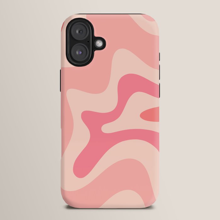 Retro Liquid Swirl Abstract Pattern Square In Blush Pink Tones iPhone Case Gallery Image 14