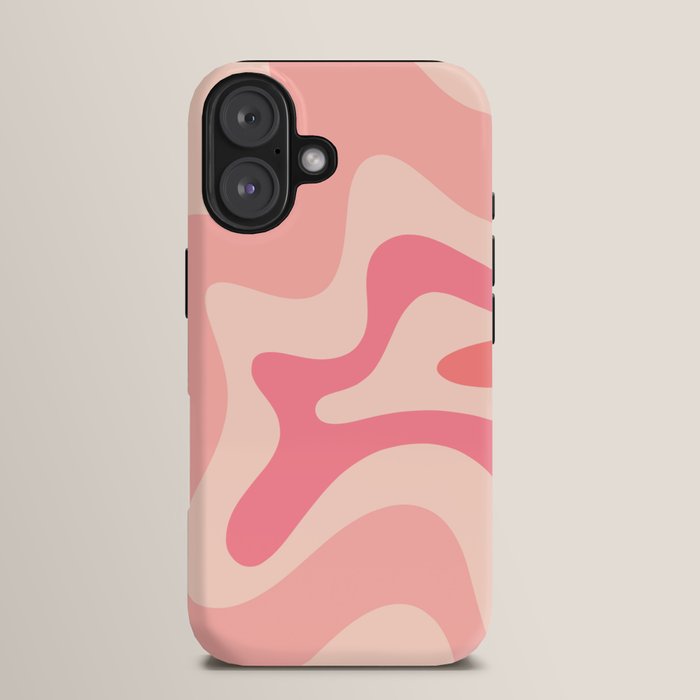 Retro Liquid Swirl Abstract Pattern Square In Blush Pink Tones iPhone Case Gallery Image 13