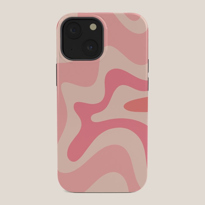 Retro Liquid Swirl Abstract Pattern Square In Blush Pink Tones iPhone Case Gallery Image 34