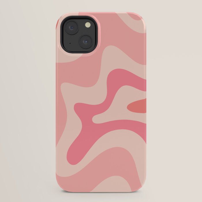 Retro Liquid Swirl Abstract Pattern Square In Blush Pink Tones iPhone Case Gallery Image 22