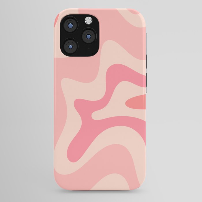 Retro Liquid Swirl Abstract Pattern Square In Blush Pink Tones iPhone Case Gallery Image 44