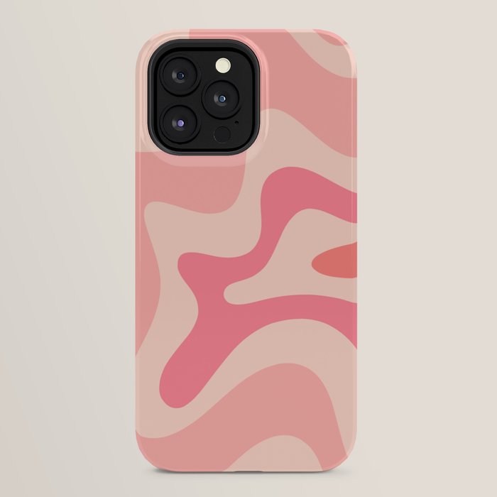 Retro Liquid Swirl Abstract Pattern Square In Blush Pink Tones iPhone Case Gallery Image 24
