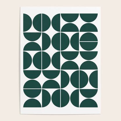 Mid Century Modern Geometric 04 Dark Green Poster Gallery Image 3