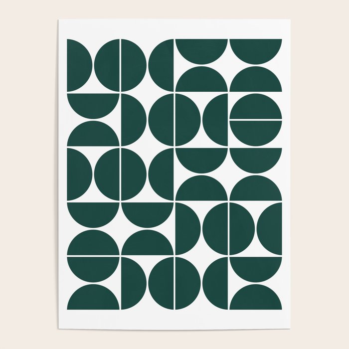 Mid Century Modern Geometric 04 Dark Green Poster Gallery Image 1
