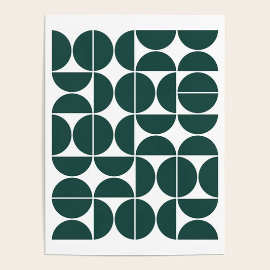 Mid Century Modern Geometric 04 Dark Green Poster Gallery Image 1