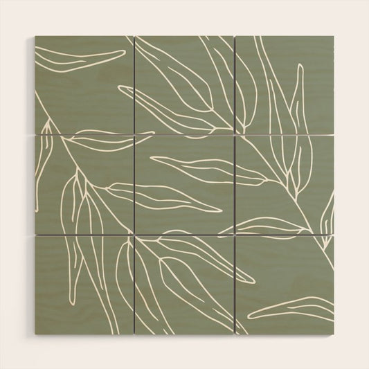 Minimalist, Leaves, Green, Boho Wall Art Wood Wall Art Gallery Image 2