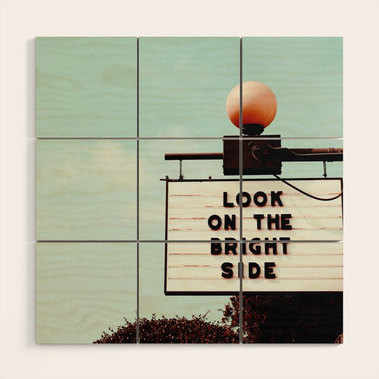 Look on The Bright Side Marquee Sign, Austin Motel, Austin, Texas Wood Wall Art Gallery Image 2