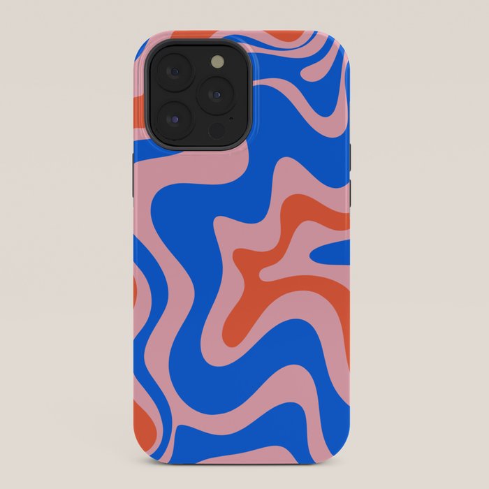 Retro Liquid Swirl Abstract Pattern in Pink, Red-Orange, and Bright Blue iPhone Case Gallery Image 36