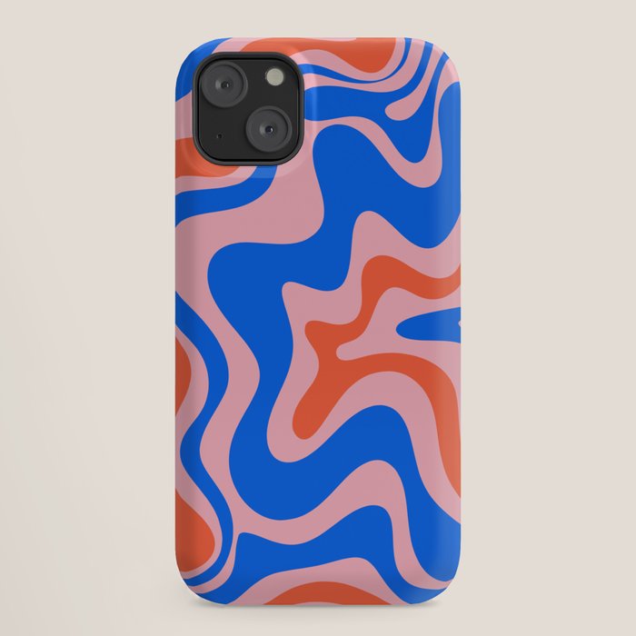 Retro Liquid Swirl Abstract Pattern in Pink, Red-Orange, and Bright Blue iPhone Case Gallery Image 18