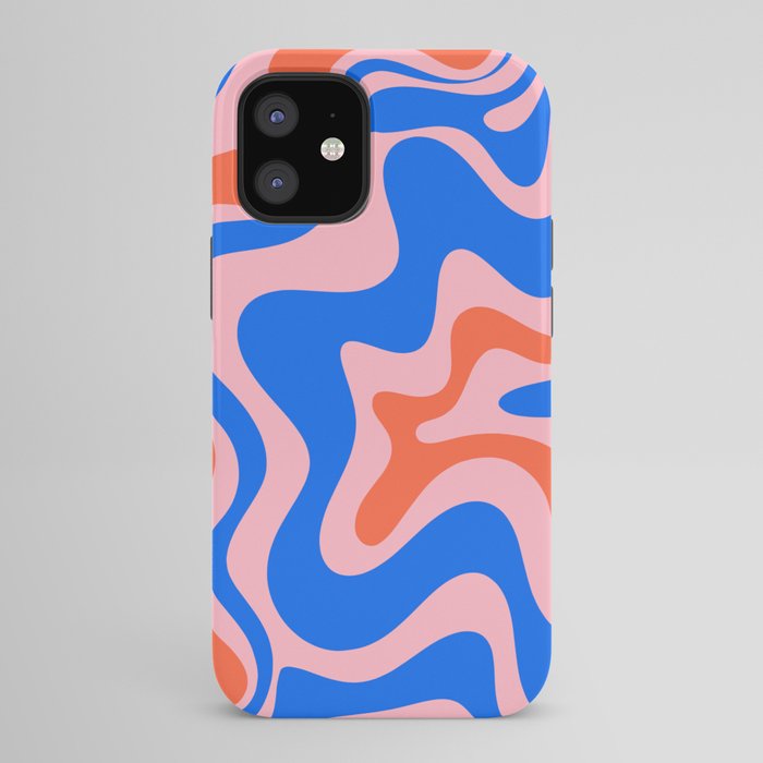 Retro Liquid Swirl Abstract Pattern in Pink, Red-Orange, and Bright Blue iPhone Case Gallery Image 42