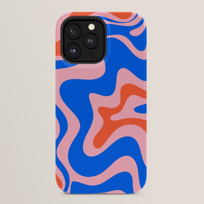 Retro Liquid Swirl Abstract Pattern in Pink, Red-Orange, and Bright Blue iPhone Case Gallery Image 24