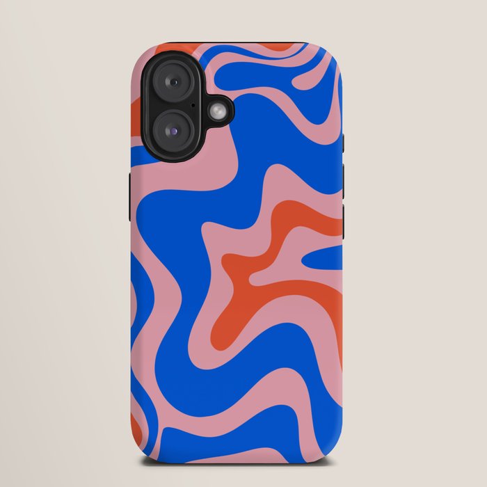 Retro Liquid Swirl Abstract Pattern in Pink, Red-Orange, and Bright Blue iPhone Case Gallery Image 9