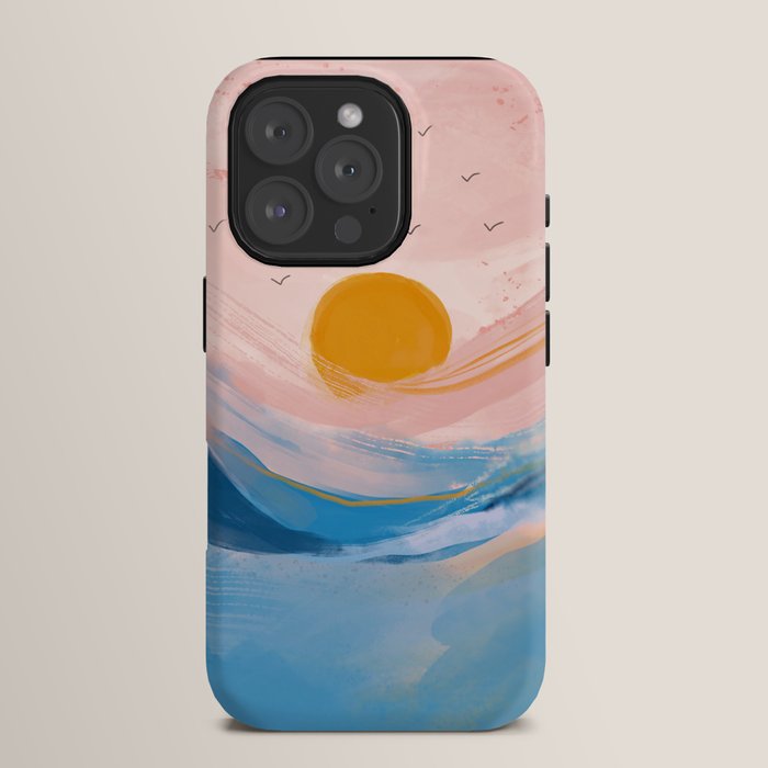 Pink and Blue Abstract Art Ocean and Sunrise iPhone Case Gallery Image 15