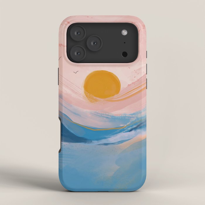 Pink and Blue Abstract Art Ocean and Sunrise iPhone Case Gallery Image 4