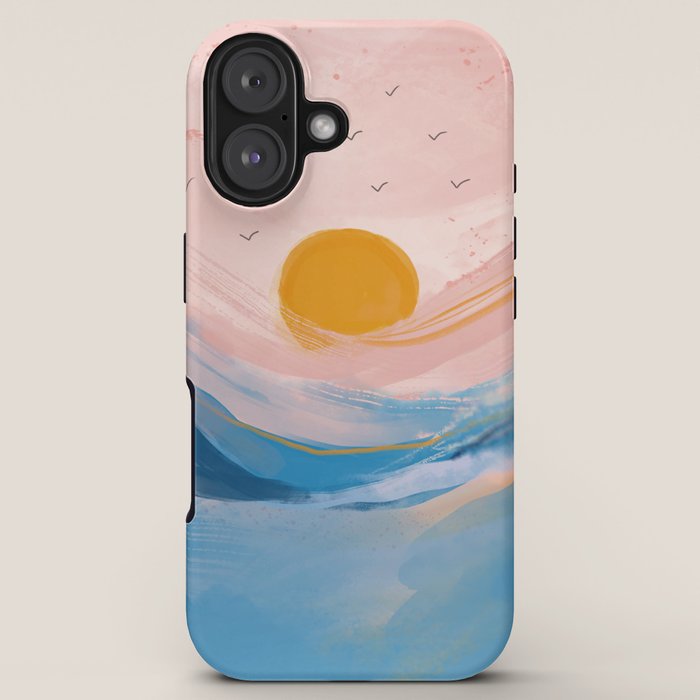 Pink and Blue Abstract Art Ocean and Sunrise iPhone Case Gallery Image 5
