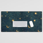 Golden Sun Moon and Stars Radiating the Universes Light Within You Desk Mat Gallery Image 1
