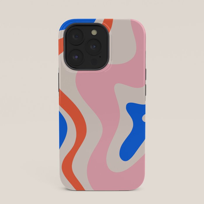 Retro Liquid Swirl Abstract Pattern Square Pink, Orange, and Royal Blue iPhone Case Gallery Image 35