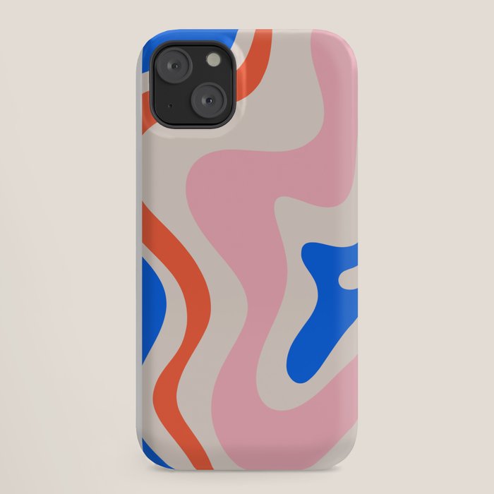 Retro Liquid Swirl Abstract Pattern Square Pink, Orange, and Royal Blue iPhone Case Gallery Image 18