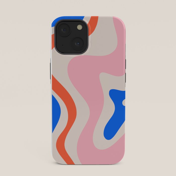Retro Liquid Swirl Abstract Pattern Square Pink, Orange, and Royal Blue iPhone Case Gallery Image 33