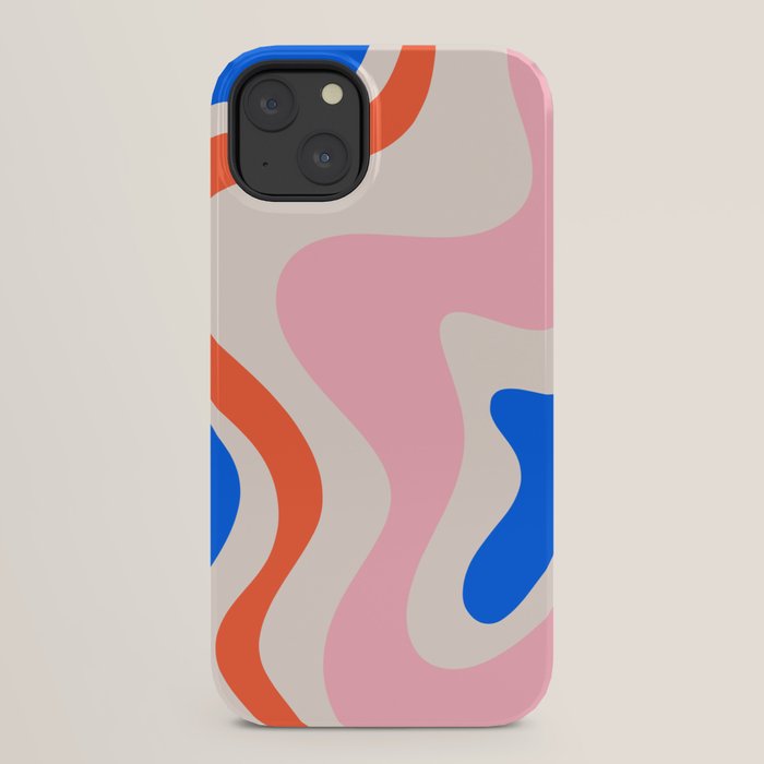 Retro Liquid Swirl Abstract Pattern Square Pink, Orange, and Royal Blue iPhone Case Gallery Image 30
