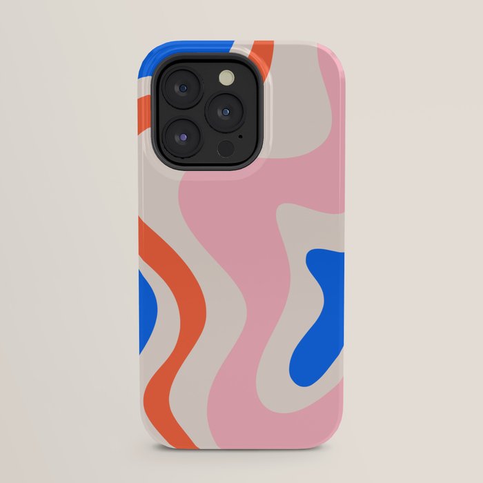 Retro Liquid Swirl Abstract Pattern Square Pink, Orange, and Royal Blue iPhone Case Gallery Image 23