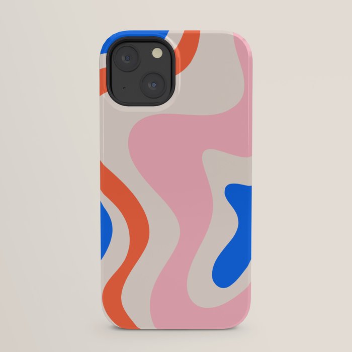 Retro Liquid Swirl Abstract Pattern Square Pink, Orange, and Royal Blue iPhone Case Gallery Image 21