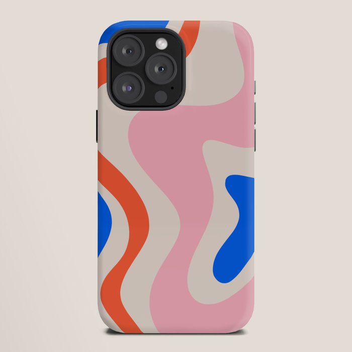 Retro Liquid Swirl Abstract Pattern Square Pink, Orange, and Royal Blue iPhone Case Gallery Image 12