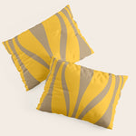 Mid Century Modern Abstract Lounge Pattern in Yellow Orange and Coffee Brown Pillow Sham Gallery Image 1