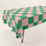 Checkerboard Mini Check Checkered Pattern Green and Pink Tablecloth Gallery Image 1