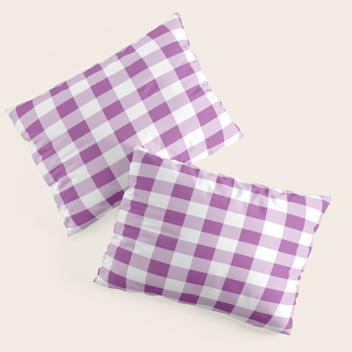 Gingham Large Lavender Amethyst White Pillow Sham Gallery Image 3