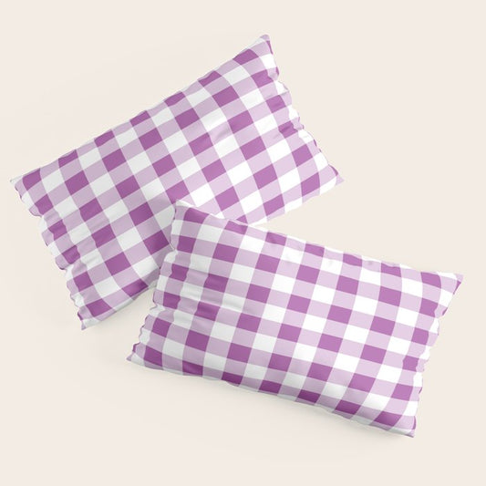 Gingham Large Lavender Amethyst White Pillow Sham Gallery Image 2