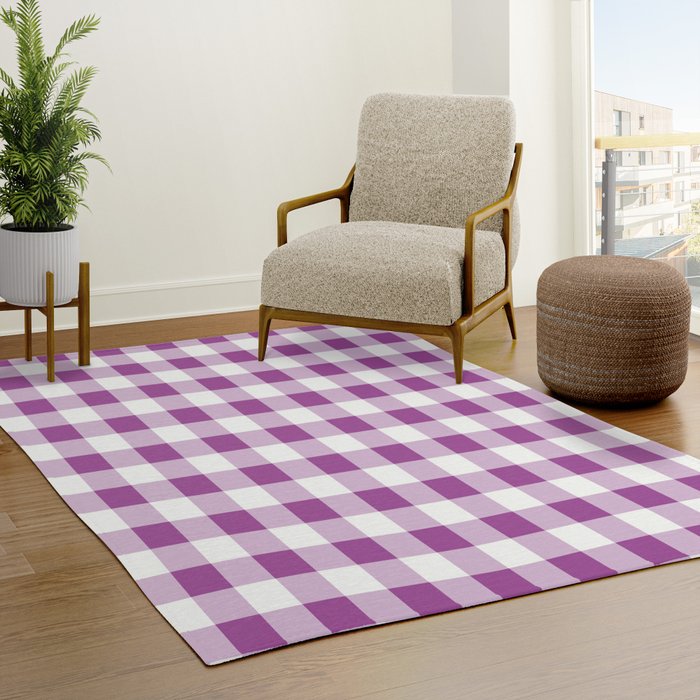 Gingham Large Lavender Amethyst White Rug Gallery Image 3