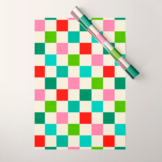 Retro Holiday chequered board pattern - candy Wrapping Paper Gallery Image 1