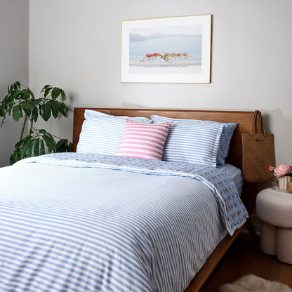 Simple Stripe Brushed Cotton Duvet Cover Set