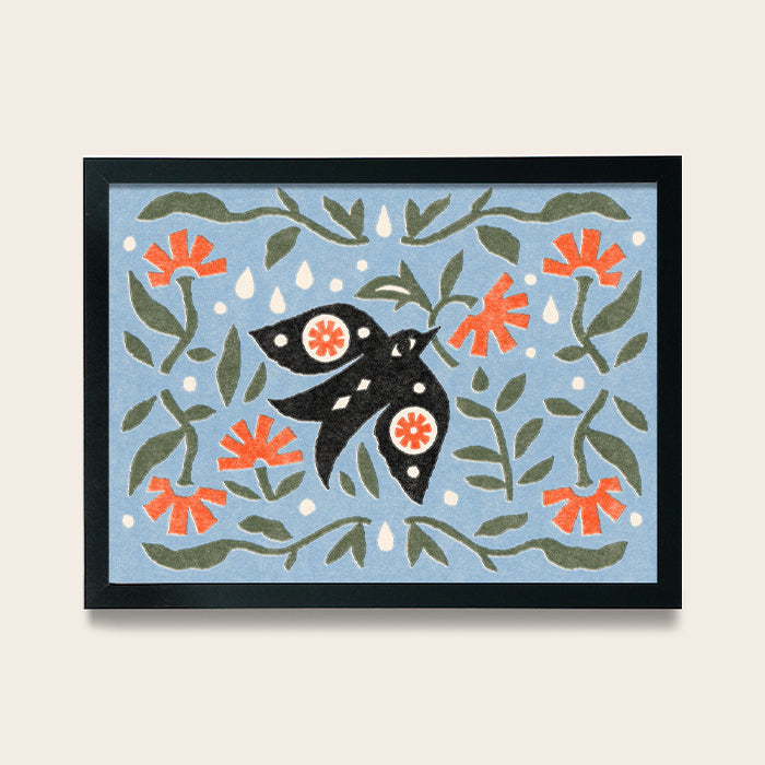 Swallow in the Rain Framed Poster 12x16