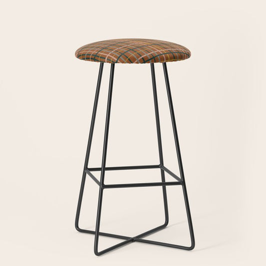 Retro Modern Boho Tartan Plaid Rust Navy Blush Mustard Gray Stool Gallery Image 1