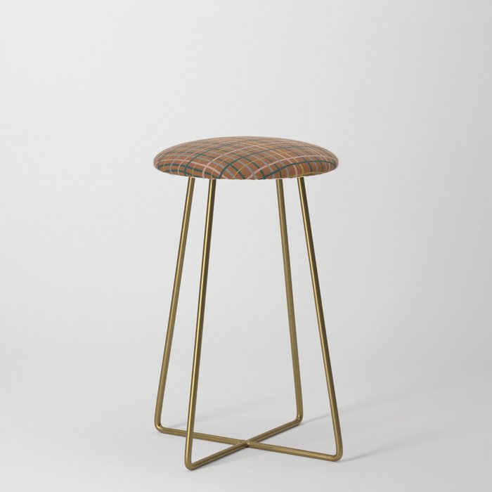 Retro Modern Boho Tartan Plaid Rust Navy Blush Mustard Gray Stool Gallery Image 4