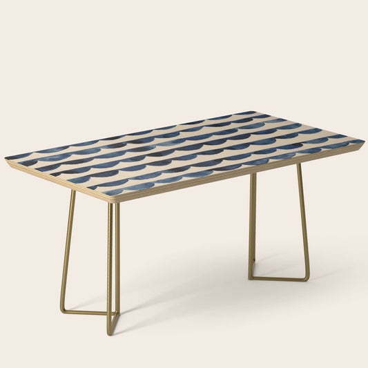 Thin Scalloped Line in indigo watercolor blue Coffee Table Gallery Image 2