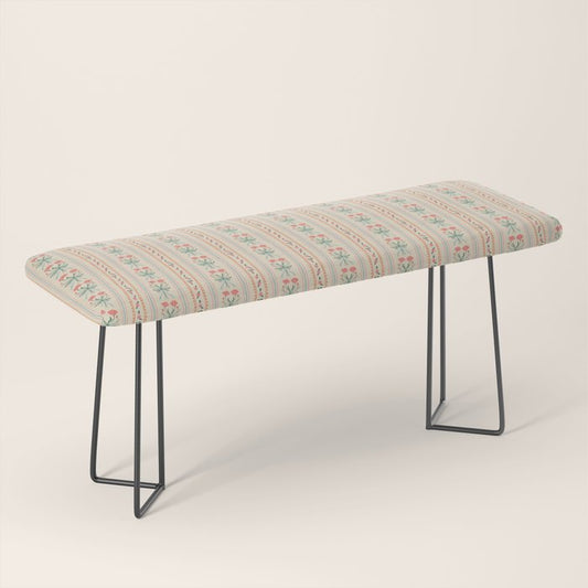Vintage rose flower bouquet stripe art pattern Bench Gallery Image 1