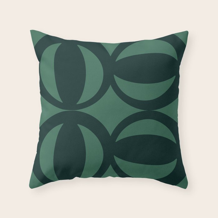 Retro Orbit Forest Green - Mid Century Modern Geometric Throw Pillow Gallery Image 1