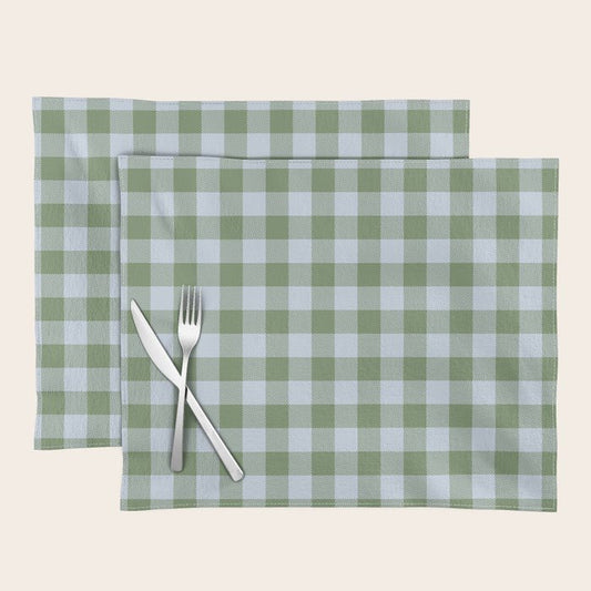 Gingham Plaid Pattern in Soft Sky and Sea Grass Tones Placemat Gallery Image 1
