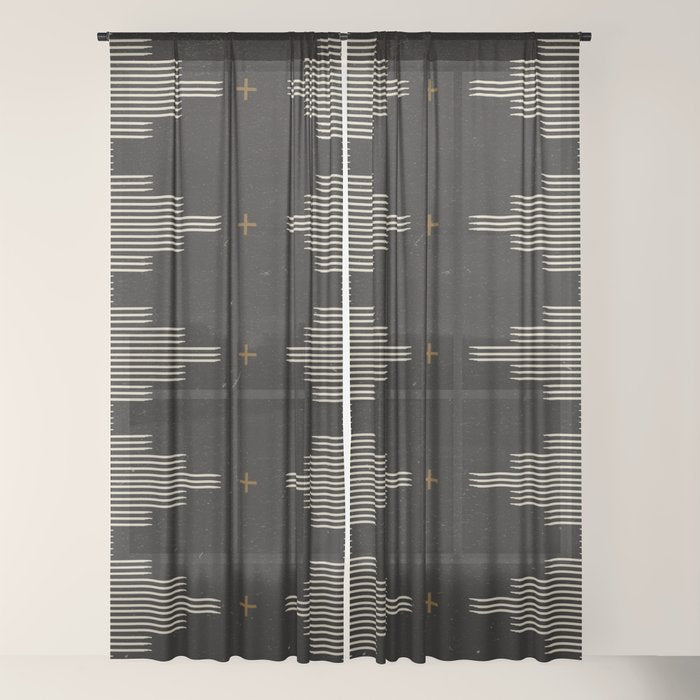 Southwestern Minimalist Black & White Window Curtain Gallery Image 18